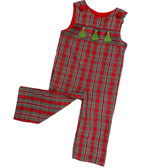 Smocked Christmas Tree Plaid Longtall - Picture 1 of 4